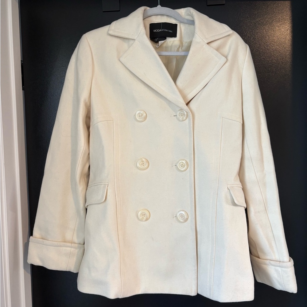 Moda International Women's Ivory Peacoat